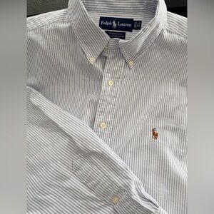 Ralph Lauren Blue Striped Button Down Collar Shirt L/XL